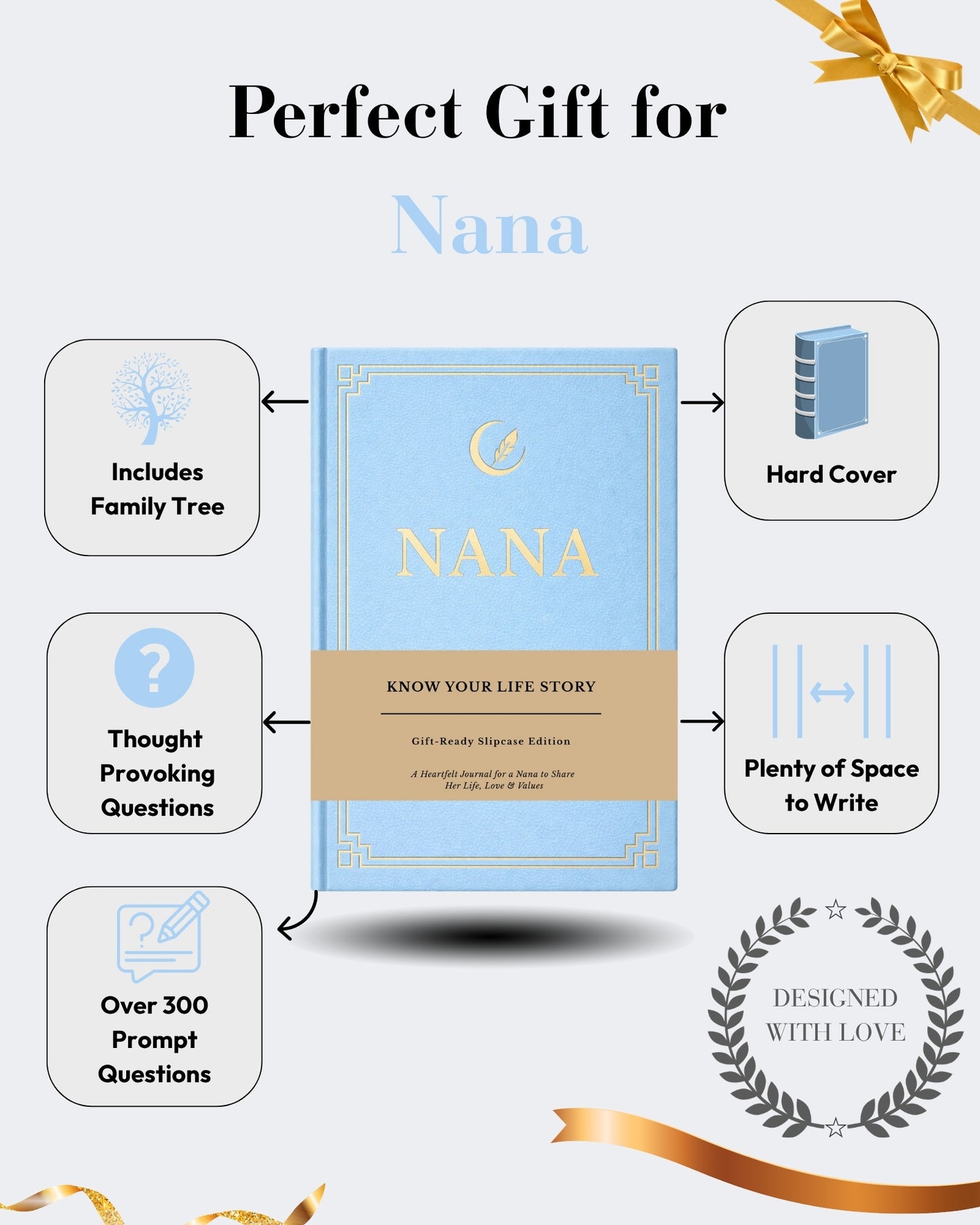 Nana's Life Story Journal (Hardcover): A Meaningful Keepsake for Nana to Share Her Journey and Memories,Sentimental Gifts for Mother's Day, Birthday & Christmas